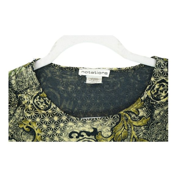 Vintage USA Notations Textured Round Neck Top‎ Womens Small Gold Green - Picture 2 of 3